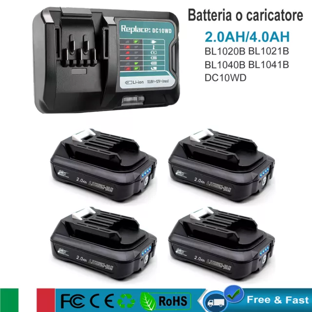 BATTERIA per MAKITA bl1041b 4ah 10,8v 12v bl1021b bl1040b bl1020b Caricabatterie