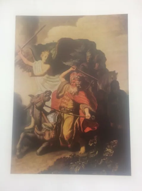 1958 Rembrandt Bible Painting Colour Print The Angel & the Prophet Balaam 1626