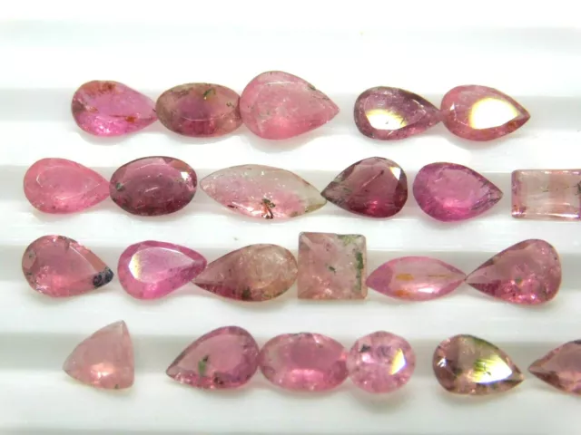 23 Pièces en Gros Lot 12 Carat Naturel à Facettes Rose Tourmaline Desseré Gemmes