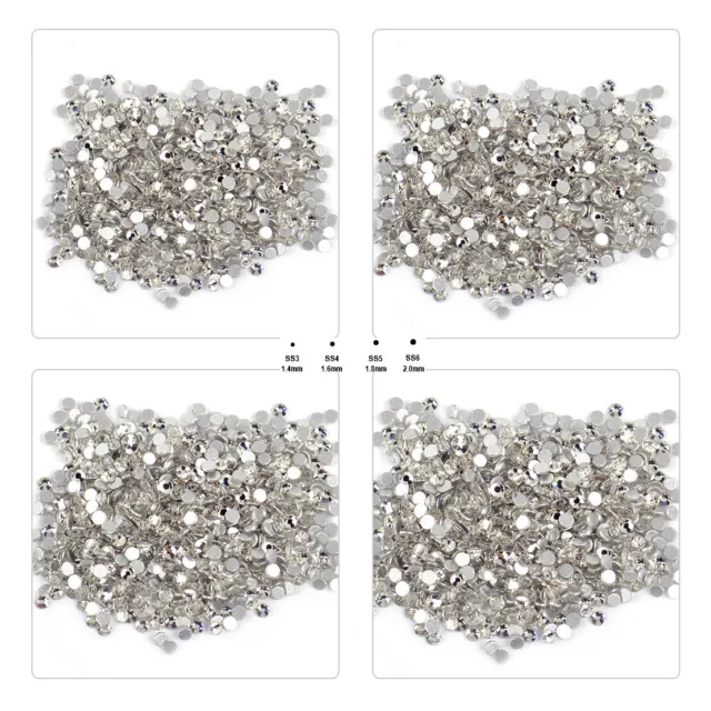 1440pc Clear Flat Back Glass Round Beads Crystal Rhinestone Nail Art Phone Decor 2