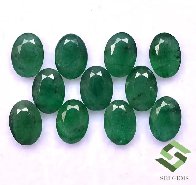7x5 mm Natural Emerald Oval Cut Lot 12 Pcs 9.53 CTS Calibrated Loose Gemstones