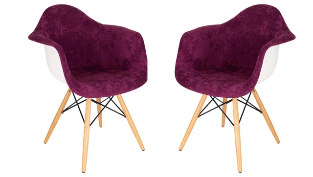 Leisuremod Willow Velvet Eiffel Wooden Base Set of 2 Accent Chair W24VPR2