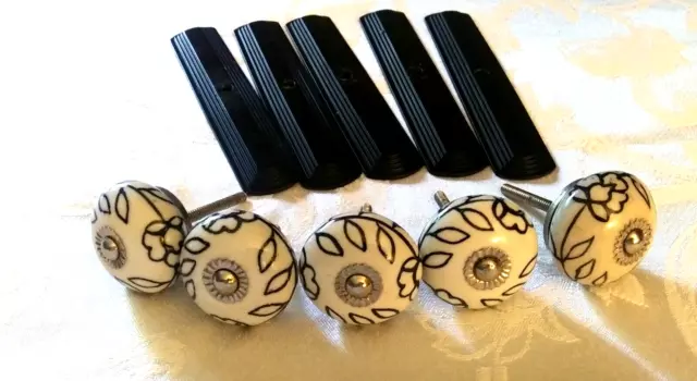 Vintage Ceramic Drawer Dresser Pull Knobs Cabinet Pull Knobs Set of 5