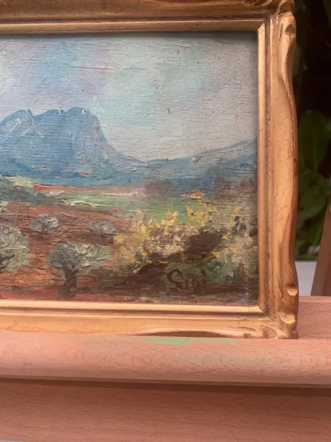 Petit Tableau Ancien "La Provence" XIX ème Huile sur panneau signé cadre