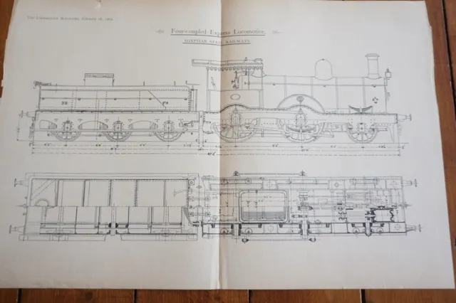 1903 Egyptian State Railways Four Coupled Express Loco Locomotive Railway Print