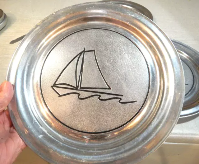 THREE Wilton Armetale Pewter Nautical Sailboat Dinner Plates 11"   NICE 2