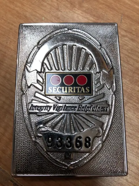 Vintage Securitas Obsolete Security Guard Badge # 93368