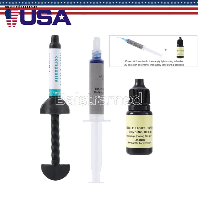 USA Dental Light Cure Universal Composite Resin A2/Etching Gel /Bonding Adhesive