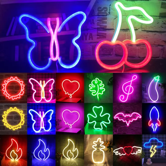 Battery&USB LED Neon Light Sign Wall Decor Home Party Bar Hanging Night Lamp US