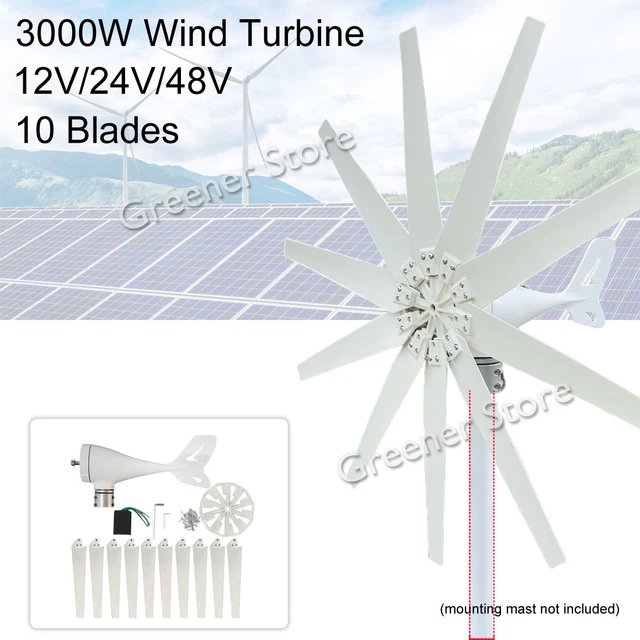 Éolienne Domestique 24V 400W – 5 Pales, Diamètre 1,20m + Contrôleur De Charge