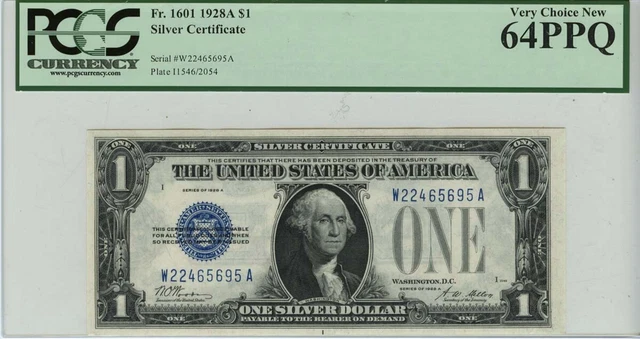 1928A $1 Silver certificate PCGS64 Very Choice New PPQ