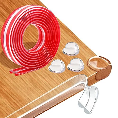 Baby Proofing, 9.8ft(3M) Clear Edge Protector Strip and 4PCS Transparent Roun...