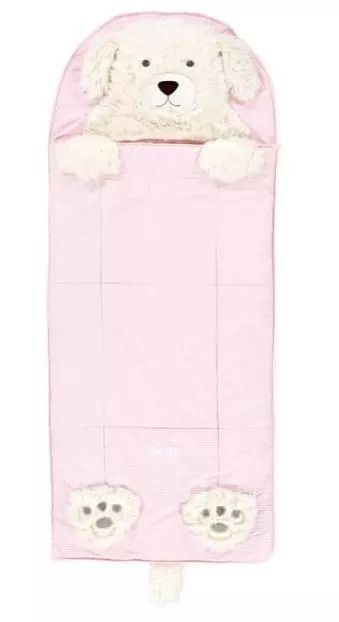 Pottery Barn Kids- Shaggy Puppy Sleeping Bag - Monogramed RYNLEE - Pink Checked