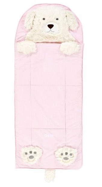 Pottery Barn Kids- Shaggy Puppy Sleeping Bag - Monogramed RYNLEE - Pink Checked