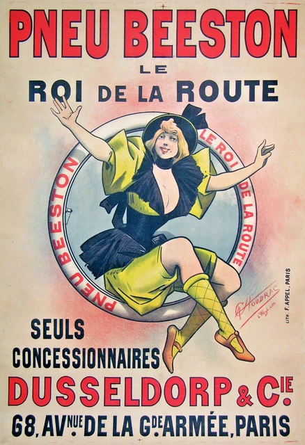 AFFICHE litho vélo CYCLES HUMBER BEESTON signée MISTI 1895 98x137cm