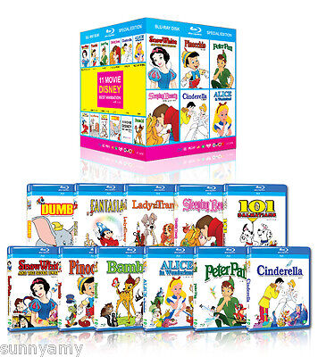 Disney Blu Ray Boxset - 11 Classic Films - Pinocchio Peter Pan Snow White Alice