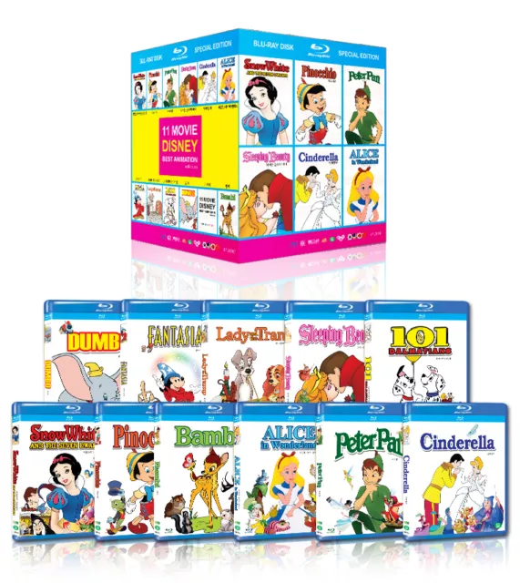 Disney Blu Ray Boxset - 11 Classic Films - Pinocchio Peter Pan Snow White Alice