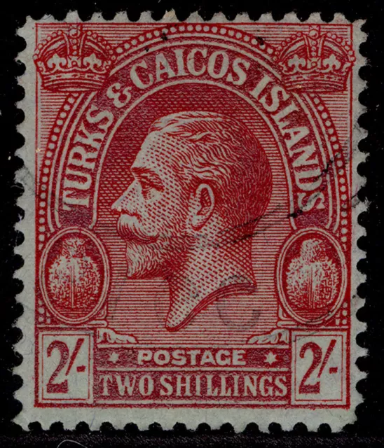 TURKS & CAICOS ISLANDS GV SG174, 2s red/emerald, FINE USED. Cat £110. WMK MULT