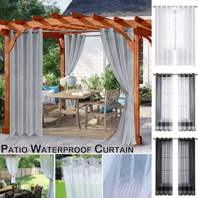 Outdoor Voile Transparent Vorhang Wasserdicht Garten Balkon Gardinen mit Ösen GE