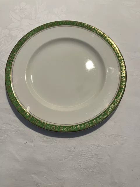 Vintage Alfred Meakin England Entree Plate With Lime Green & Gold Border