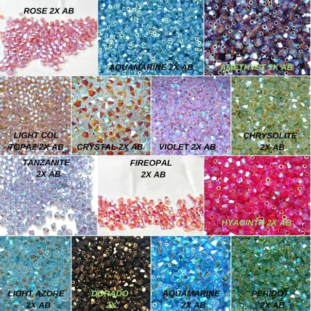 4mm Swarovski 2X AB rainbow bicones beads 720 Pieces bracelet jewelry making