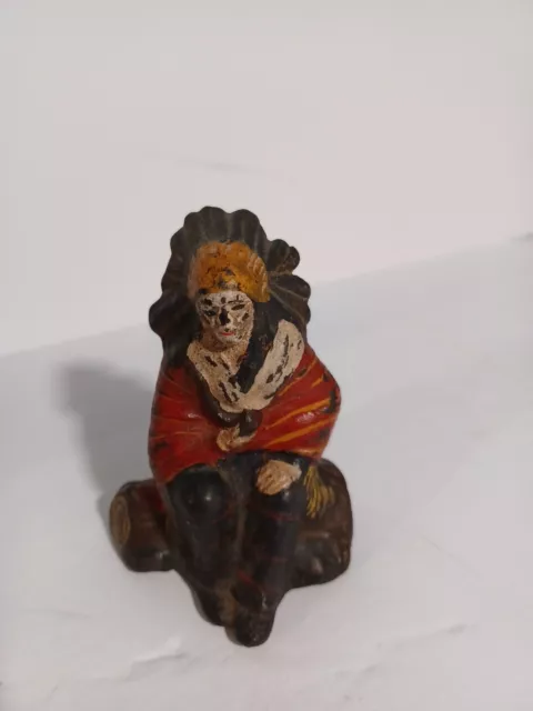 Vintage Cast Iron Metal Indian Chief Sitting Bull Warrior Piggy  Bank