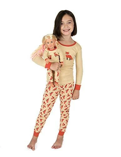 Leveret Girl and Doll Cotton Pajamas Fox 3 Year Size 3T