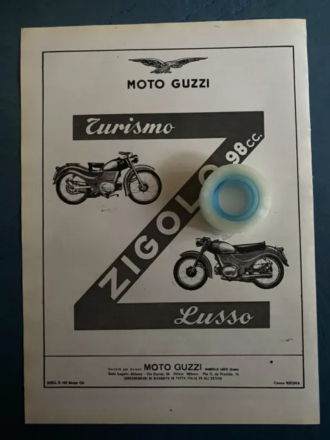 Rara Pubblicità Moto GUZZI ZIGOLO 98 Turismo e Lusso del 1955