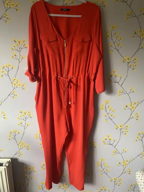 STAR BY JULIEN Macdonald Orange Silky Jumpsuit Size 18 25.00