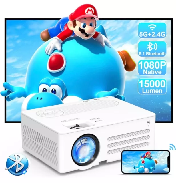 Proiettore 12000L nativo 1080P 5G WiFi Bluetooth | Mini portatile supportato 4K