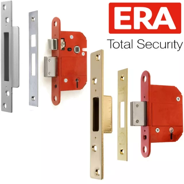 ERA 5 LEVER MORTICE SASHLOCK OR DEADBOLT 2.5" 3" Chrome Brass BS Front Door Lock