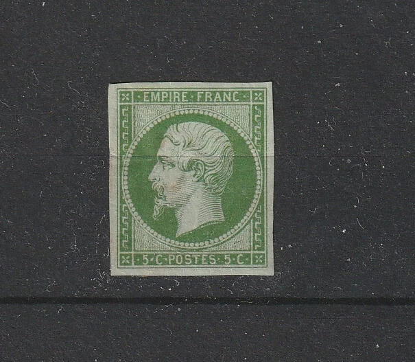 Timbre France Yvert No 19 Empire 1c vert olive Oblitéré Gros chiffres