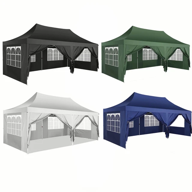 3x6m Pavillon Partyzelt PopUp Wasserdicht mit 6 Seitenteile Marktzelt Festzelt