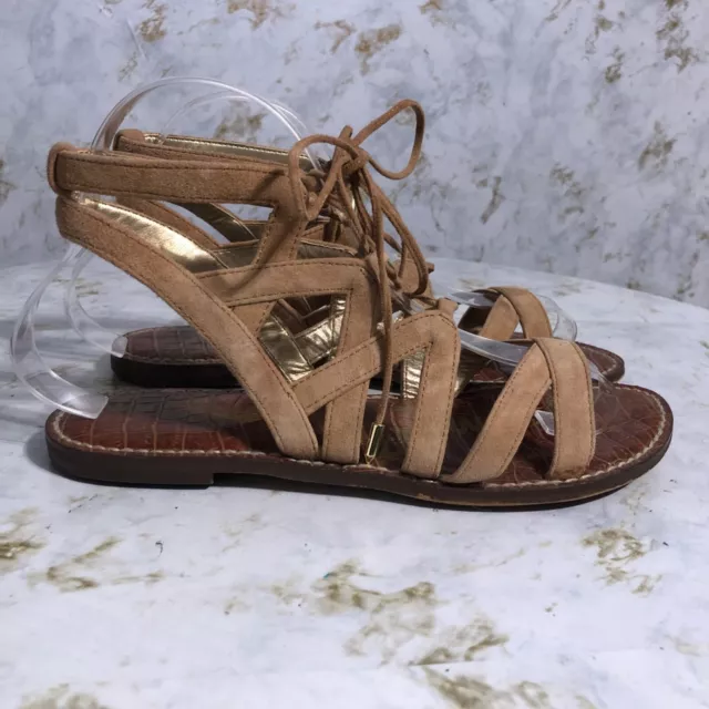 Sam Edelman Womens Size 7M Shoes Brown Lace Up Strappy Flip Flop Comfort Sandals