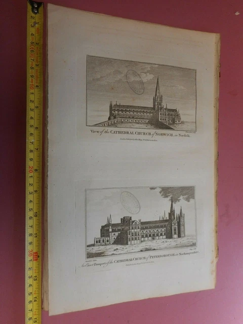 100 % Original Gravur C1786 Norwich Und Peterborough Kathedralen Von Hogg Sehr Guter Zustand