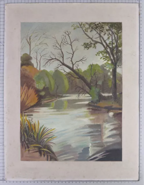 Viejo Pintado Paisaje Marino Cuadro Óleo En Mesa Vintage Naturaleza Bsn