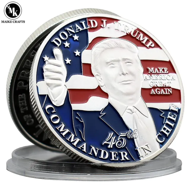 Moneta d'argento Donald Trump artigianato metallo degli Stati Uniti 45 ° presidente sfida regali monete