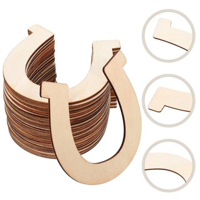 48 Pcs Horseshoe Chips Wood Child Embellishments Craft Decorations