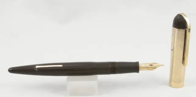 Eversharp Skyline Brown w/ 14kt Gold Fill Cap Fountain Pen -1940s- 14kt Flex Nib