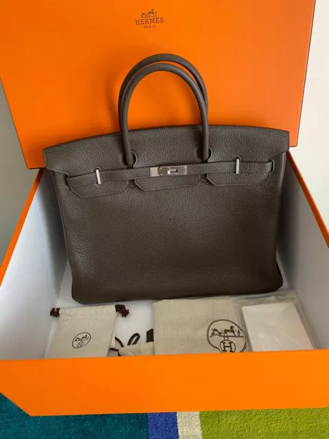 NEW Hermès Birkin 25 Mini Togo Etain Grey Leather Rose Gold RGHW Z Receipt