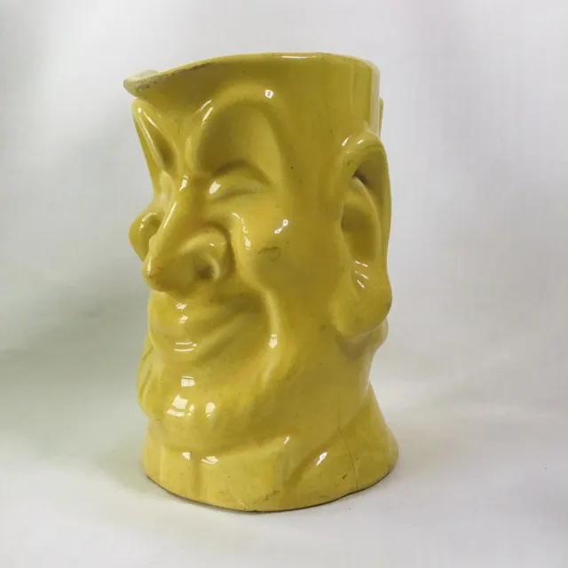 RARE Antique FIND 19th Century Yellow Peter Davy Toby Character Jug Pitcher Mug