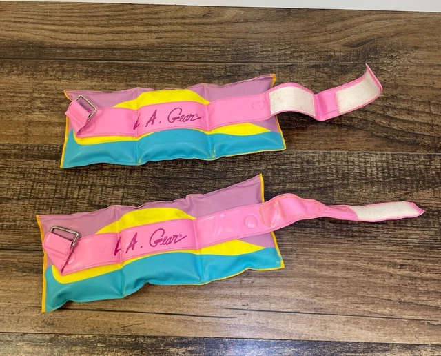Vintage Retro L.A. Gear Kids Child Fashion Aerobic Ankle Weights 1985 Pink Teal
