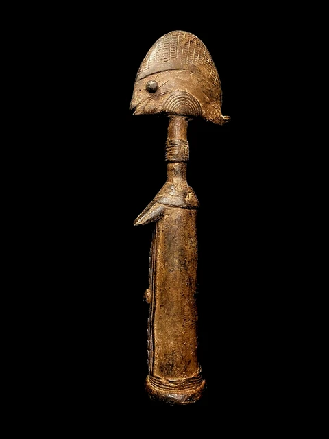 African Tribal Art BRASS Carved statue tribal BRASS Mossi statue in bronze-4834