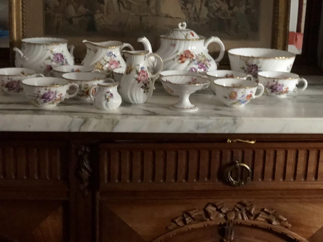 Service café en étain vintage ancien France