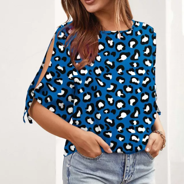 Round Sleeve Print T-Shirt Open Women's Short Neck Sleeve Fashion Women Shirts