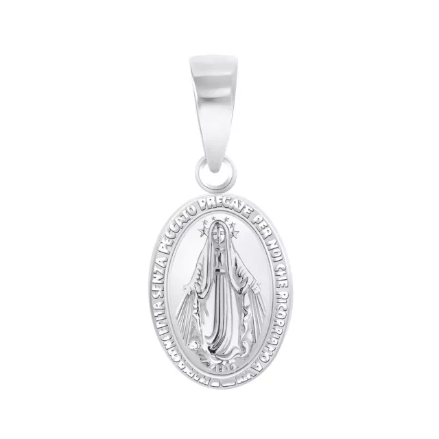 925 Sterling Silver Miraculous Virgin Mary Oval Medal Pendant