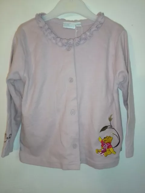 Bnwt Disney Baby Winnie The Pooh Long Sleeved Button Up Lilac Cardigan Age 23 M