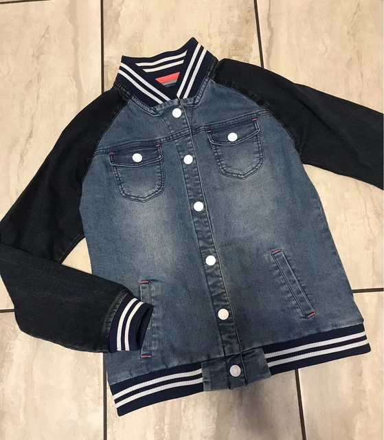 Girl’s size large denim Tommy Hilfiger button front varsity jacket