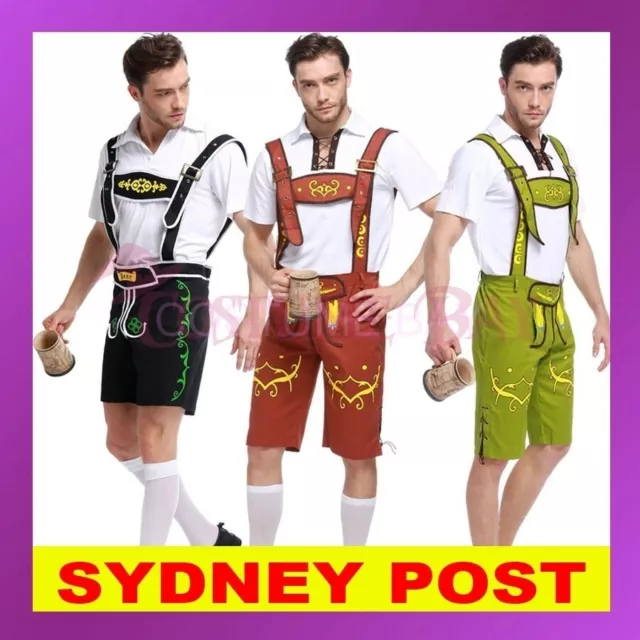 Mens Guy Lederhosen Oktoberfest Octoberfest Bavarian German Beer Costume Outfit