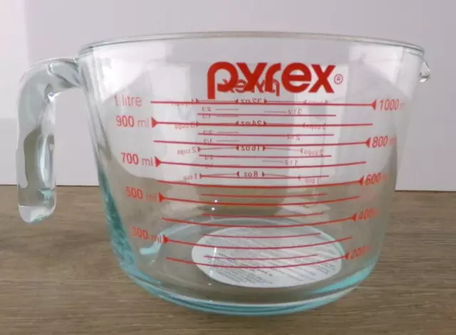Pyrex Measuring Cup, 4 Cup (32 Oz) Glass, Clear/Red, New A2